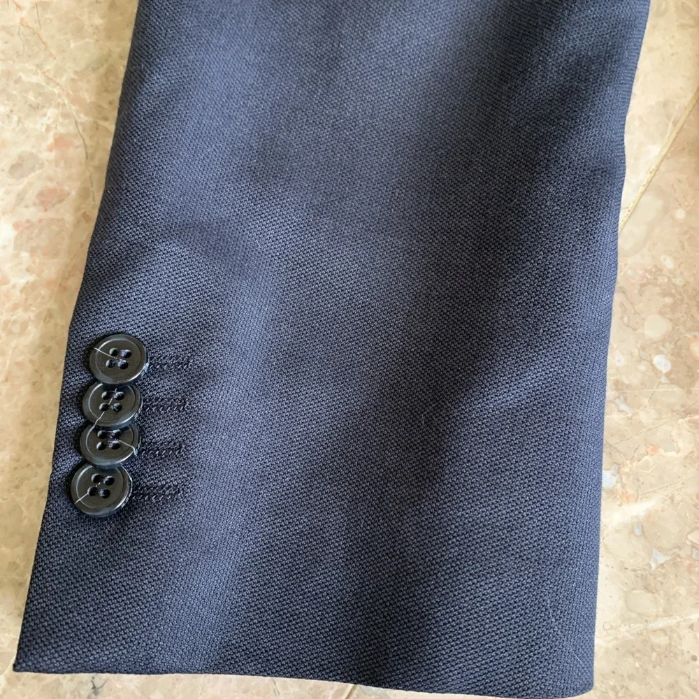 Z Zegna City Two Button Blazer Men Size 50L Navy Wool Silk Linen Blend Mexico